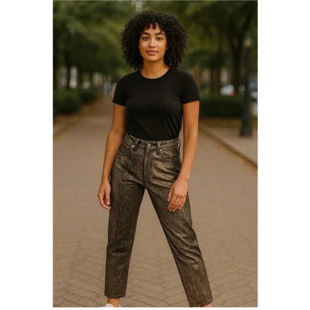 NWT We The Free CRVY Georgine Snakeskin Foil Jeans 28